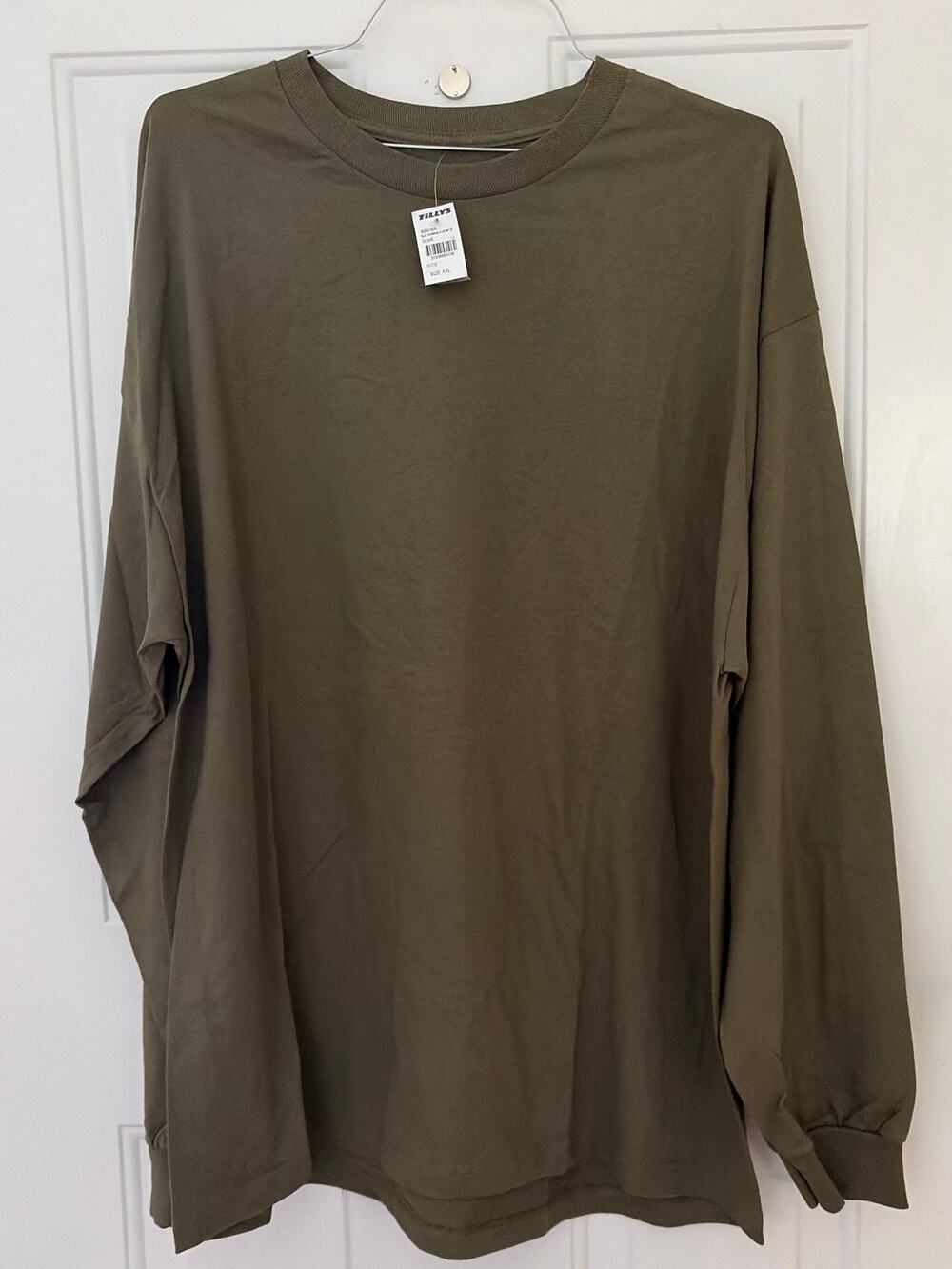 NWT Blue Crown Men's Heavyweight Long Sleeve Tee Shirt Olive Green XXL Tillys